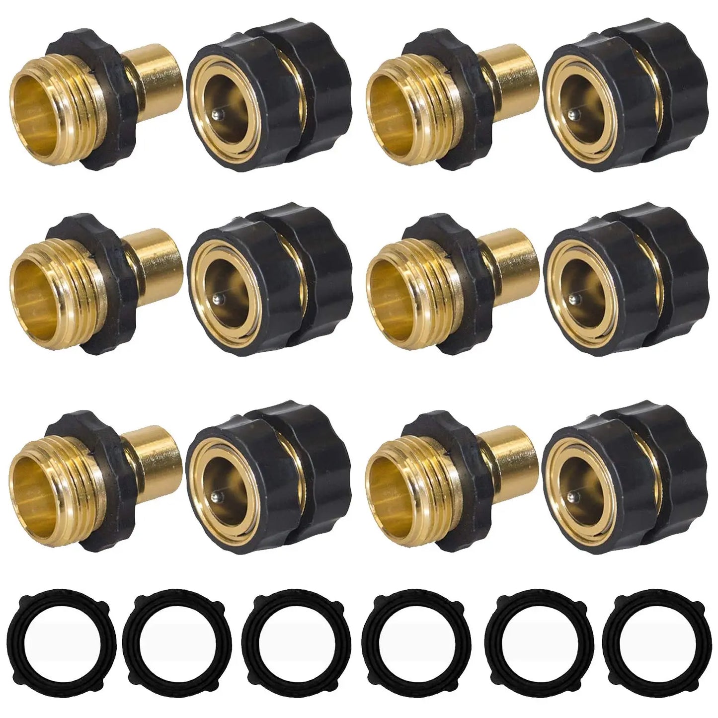 Hourleey Garden Hose Quick Connector, 3/4 Inch Male and Female Garden Hose Fitting Quick Connector