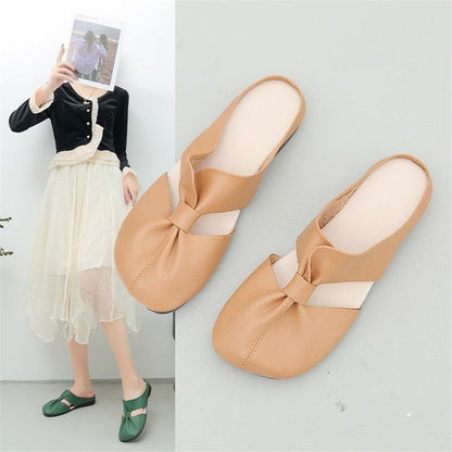 Plus-size Cut-Out Design Flat Mules