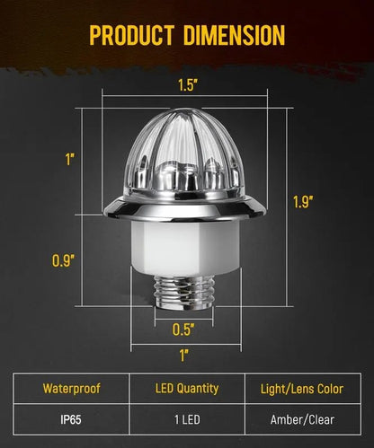 🚨3/4 Inch LED Amber Watermelon Side Marker Light 3rd Gen Design🚨