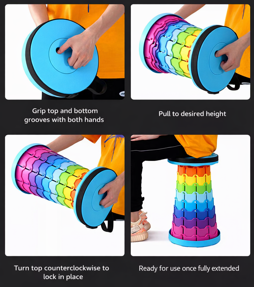 One Pull, One Twist – Adjustable, Sturdy, Go-Anywhere Stool