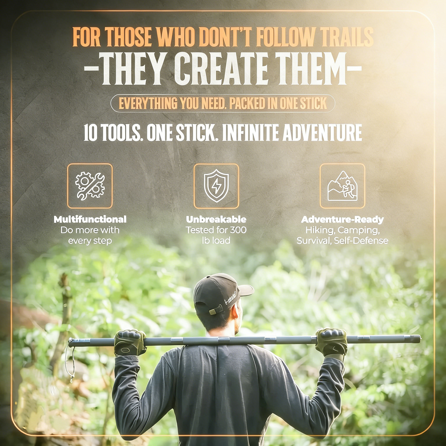 10 Tools in 1 Stick – Your All-in-One Hiking, Survival & Self-Defense Gear